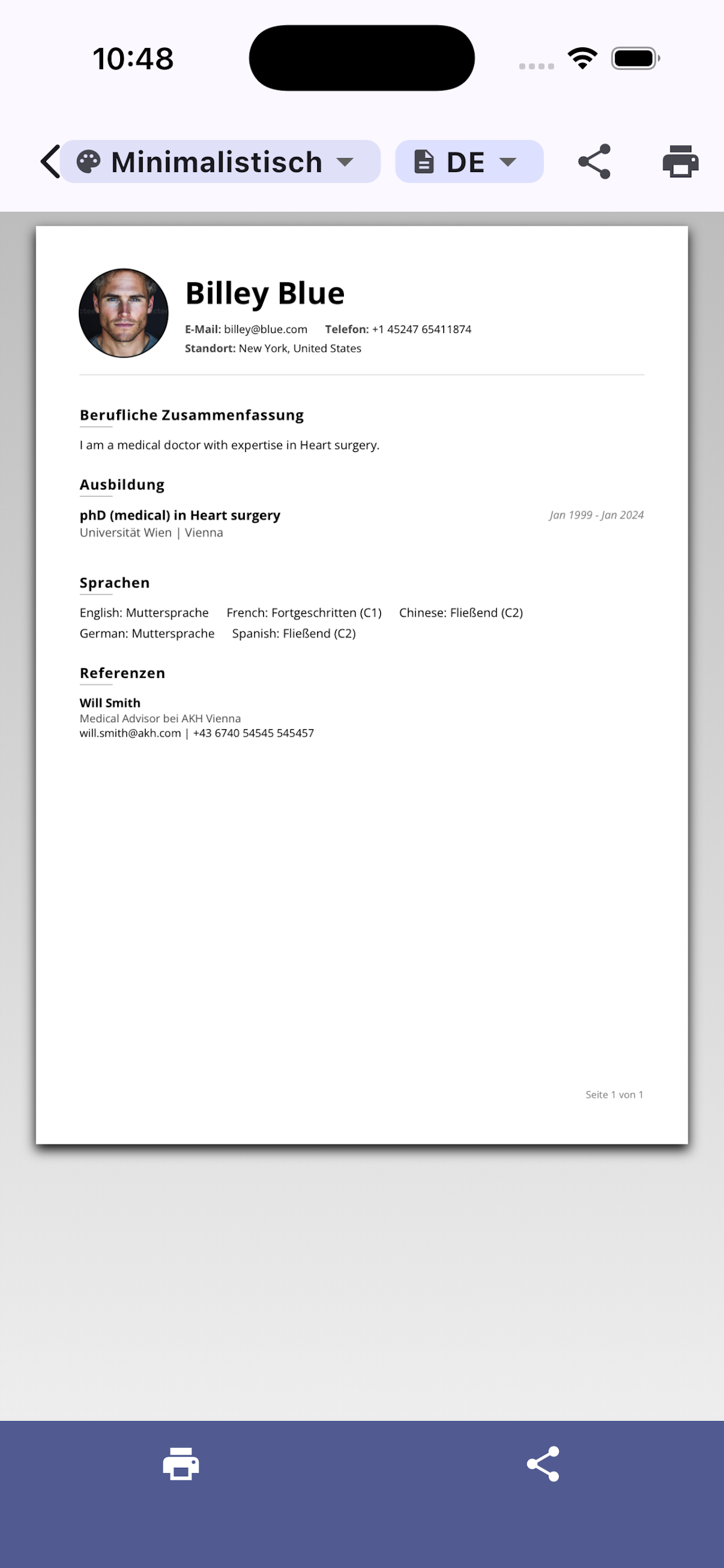 CV Application Ausbildung